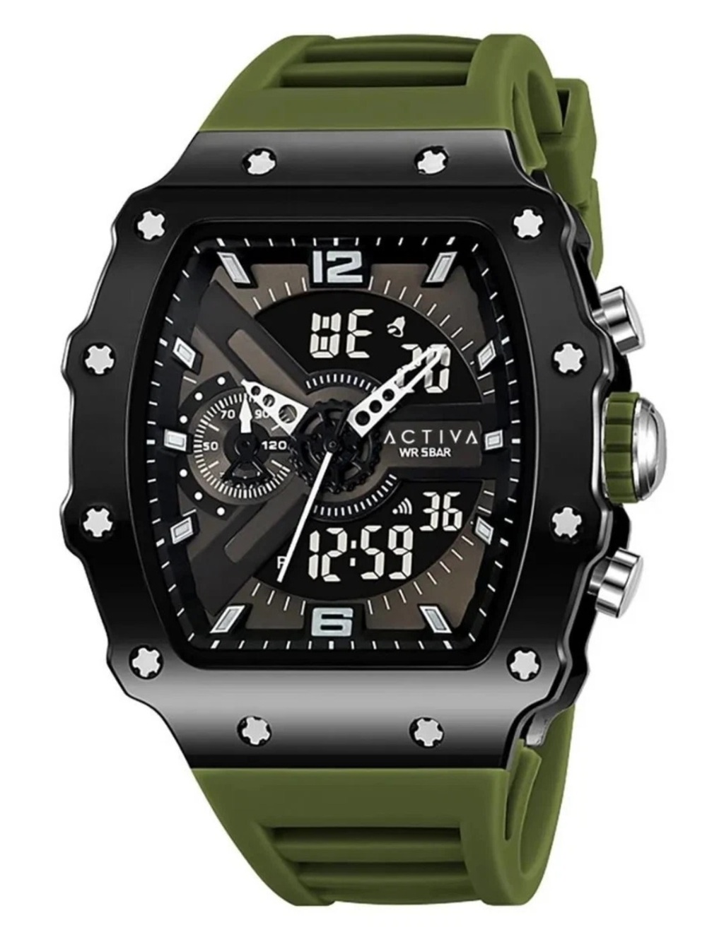 NWT Activa Multifunction Sport Watch in Army Green & Black